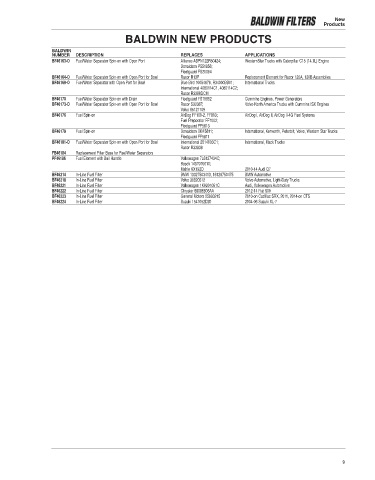 Baldwinfilters cross-references for trucks and buses