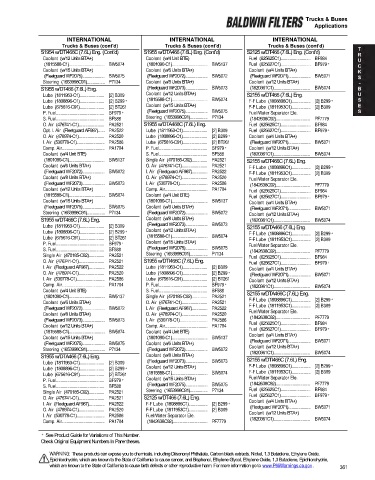 Baldwinfilters cross-references for trucks and buses