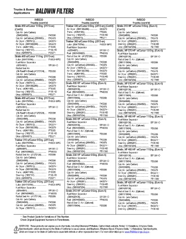 Baldwinfilters cross-references for trucks and buses