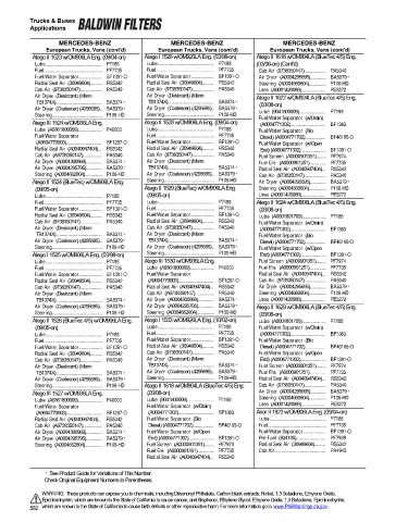 Baldwinfilters cross-references for trucks and buses