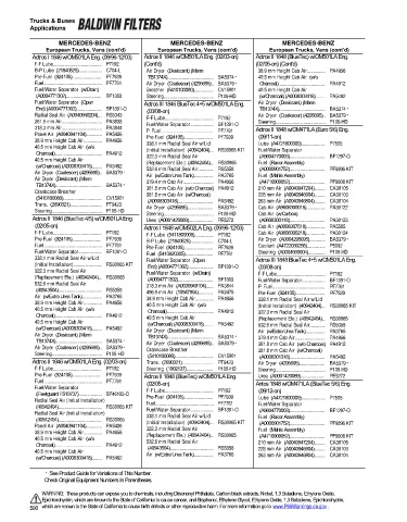 Baldwinfilters cross-references for trucks and buses