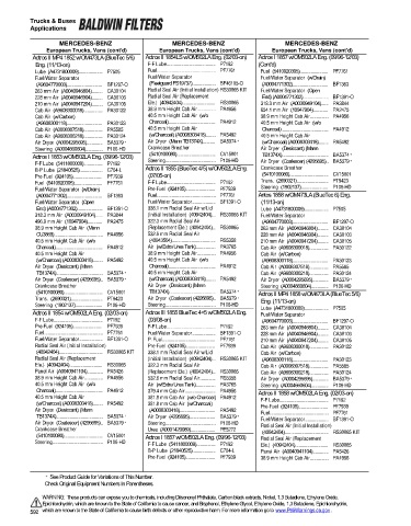 Baldwinfilters cross-references for trucks and buses