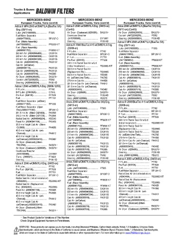 Baldwinfilters cross-references for trucks and buses