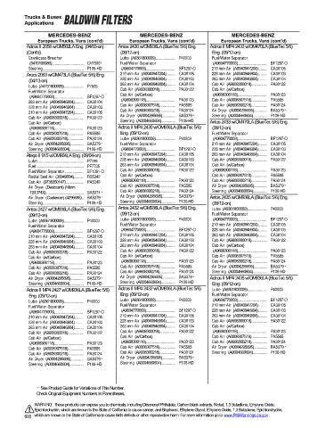 Baldwinfilters cross-references for trucks and buses