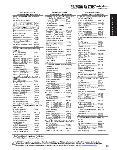 Baldwinfilters cross-references for trucks and buses