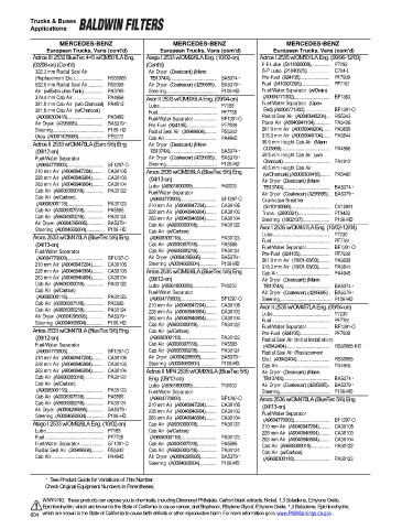 Baldwinfilters cross-references for trucks and buses