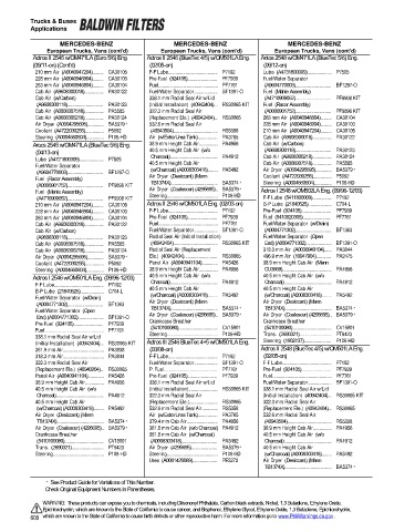 Baldwinfilters cross-references for trucks and buses