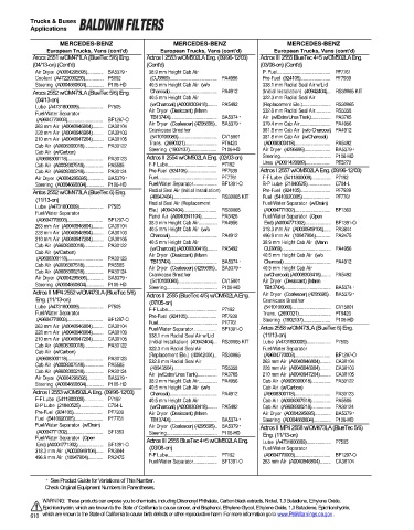 Baldwinfilters cross-references for trucks and buses