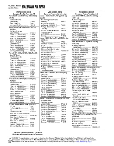 Baldwinfilters cross-references for trucks and buses