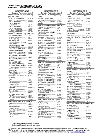 Baldwinfilters cross-references for trucks and buses