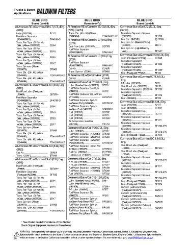 Baldwinfilters cross-references for trucks and buses