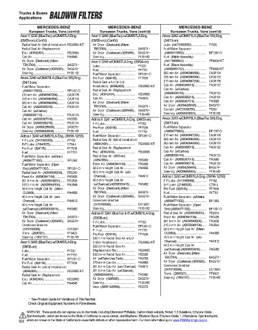 Baldwinfilters cross-references for trucks and buses