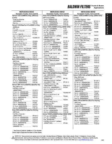 Baldwinfilters cross-references for trucks and buses