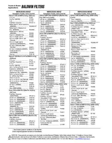 Baldwinfilters cross-references for trucks and buses