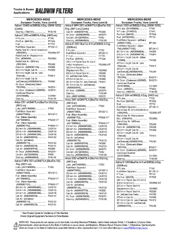 Baldwinfilters cross-references for trucks and buses