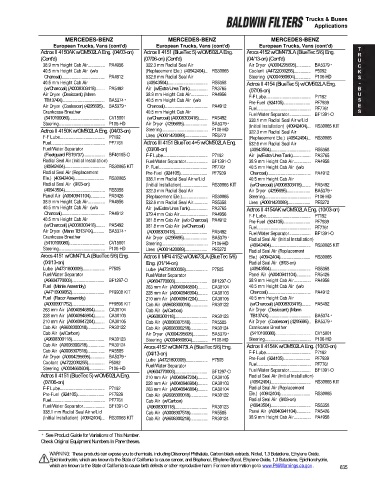 Baldwinfilters cross-references for trucks and buses