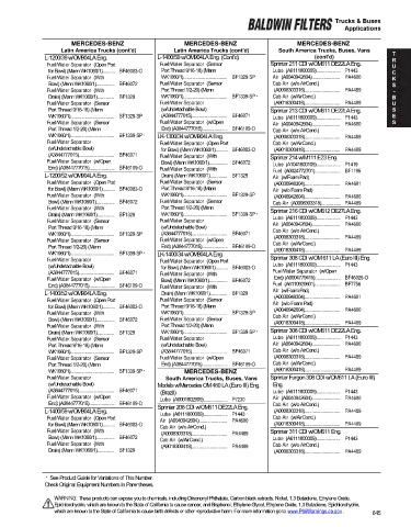 Baldwinfilters cross-references for trucks and buses
