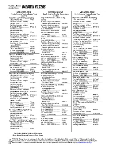 Baldwinfilters cross-references for trucks and buses