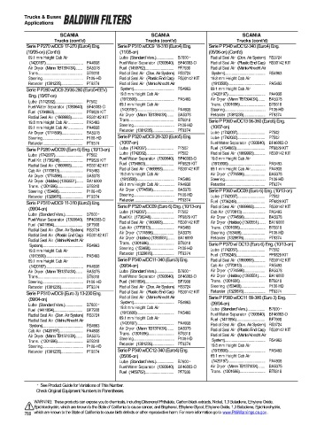 Baldwinfilters cross-references for trucks and buses