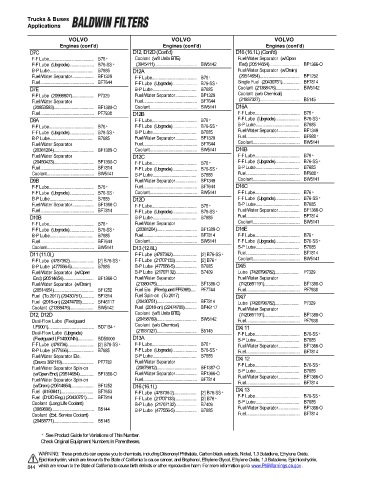 Baldwinfilters cross-references for trucks and buses
