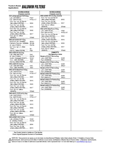 Baldwinfilters cross-references for trucks and buses