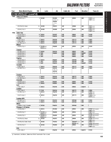 Baldwinfilters cross-references for cars