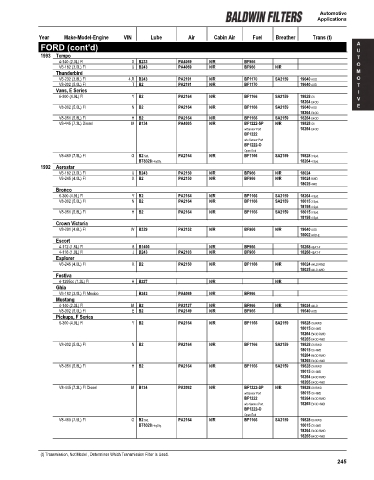 Page 247 - Catalog filters BALDWIN for cars