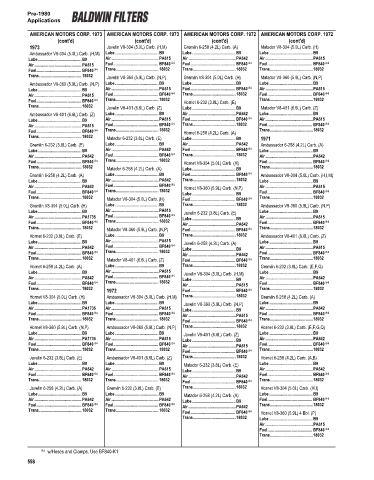 Baldwinfilters cross-references for cars
