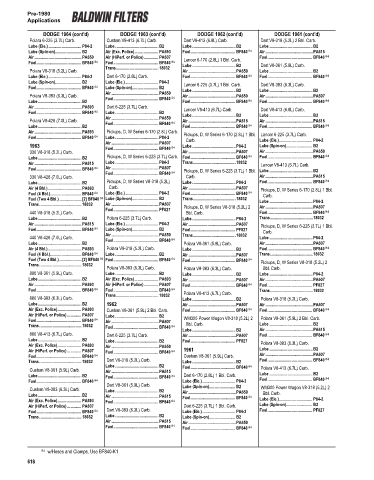 Baldwinfilters cross-references for cars