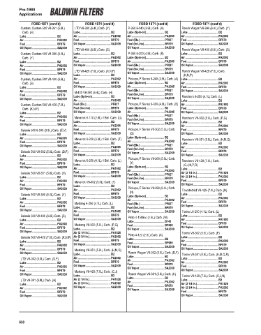 Baldwinfilters cross-references for cars