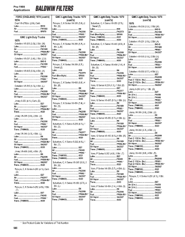 Baldwinfilters cross-references for cars