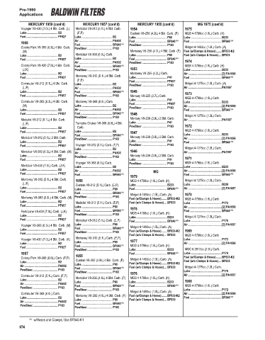 Baldwinfilters cross-references for cars