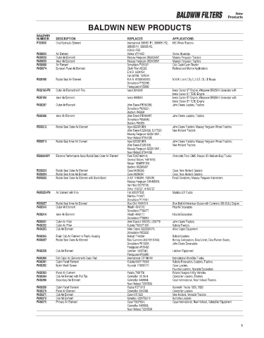 Baldwinfilters cross-references for trucks and technics