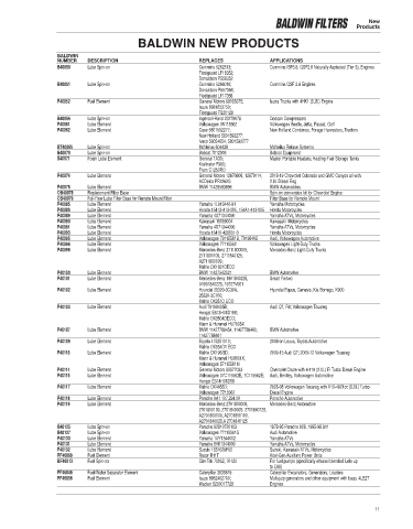 Baldwinfilters cross-references for trucks and technics