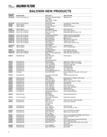 Baldwinfilters cross-references for trucks and technics