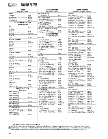 Baldwinfilters cross-references for technics