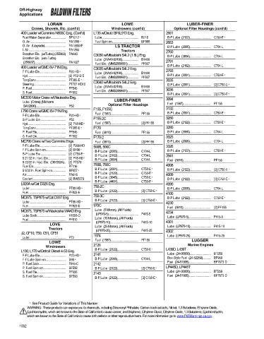 Baldwinfilters cross-references for technics