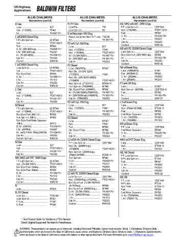 Baldwinfilters cross-references for technics