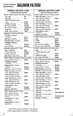 Baldwinfilters cross-references for tractors