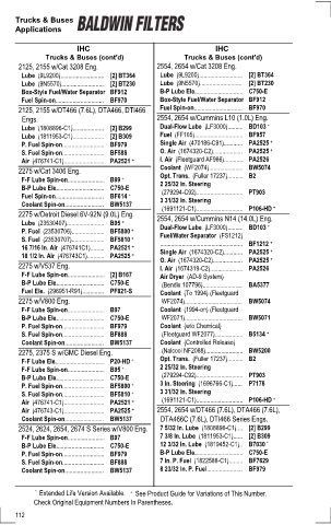 Baldwinfilters cross-references for tractors