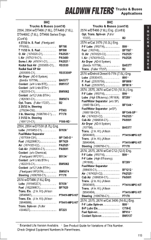 Baldwinfilters cross-references for tractors