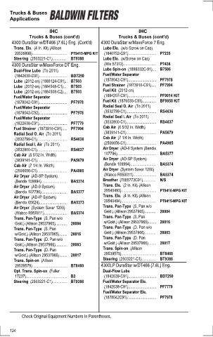 Baldwinfilters cross-references for tractors