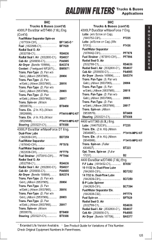 Baldwinfilters cross-references for tractors