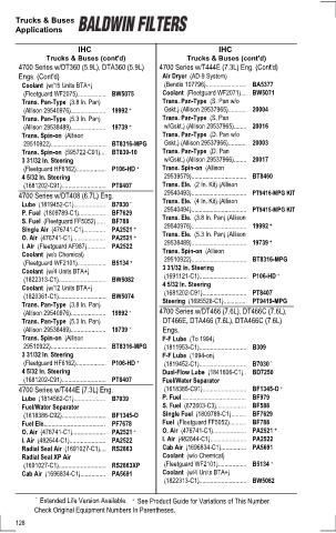 Baldwinfilters cross-references for tractors
