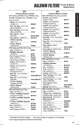 Baldwinfilters cross-references for tractors