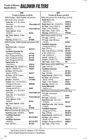 Baldwinfilters cross-references for tractors