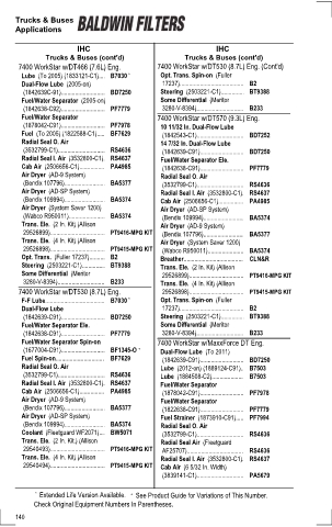 Baldwinfilters cross-references for tractors