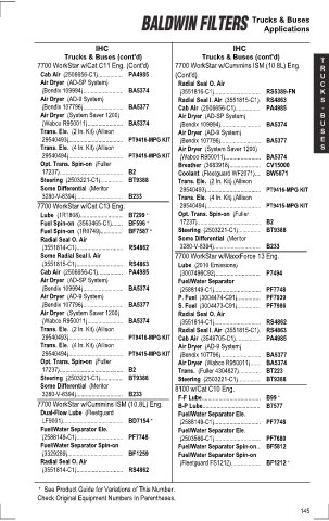 Baldwinfilters cross-references for tractors