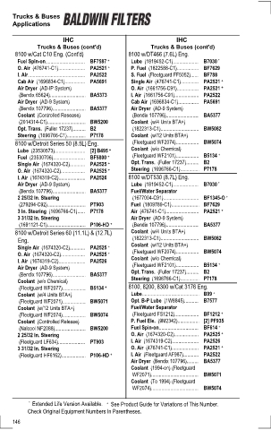 Baldwinfilters cross-references for tractors