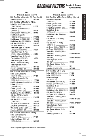 Baldwinfilters cross-references for tractors